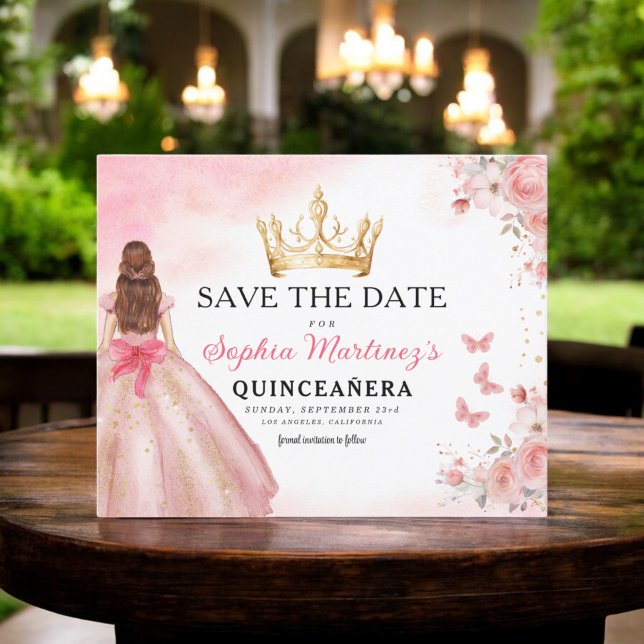 Flyer Princesa de oro rosa floral Cumpleaños Quinceanera (Subido por el creador)