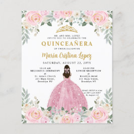 Flyer Princesa floral barata de oro rosado de Rubor Quin