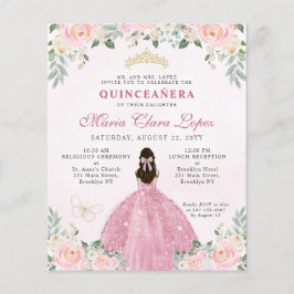 Flyer Princesa floral barata de oro rosado de Rubor Quin