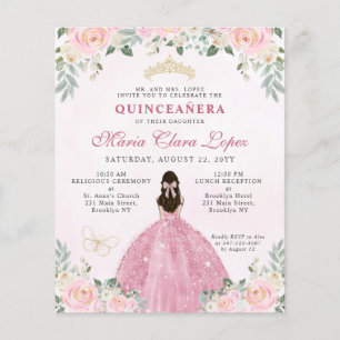 Flyer Princesa floral barata de oro rosado de Rubor Quin