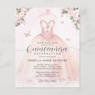 Flyer Princesa floral rosa barata de Rubor Gown Quincean