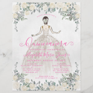 Flyer Princesa Quinceanera de marfil floral barata