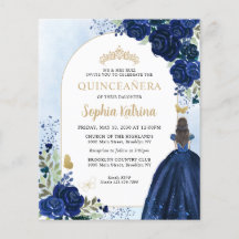 Princesa Quinceanera de oro azul de la Marina Flor