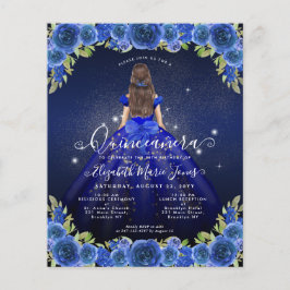 Flyer Príncipes baratos de oro azul floral real Quincean