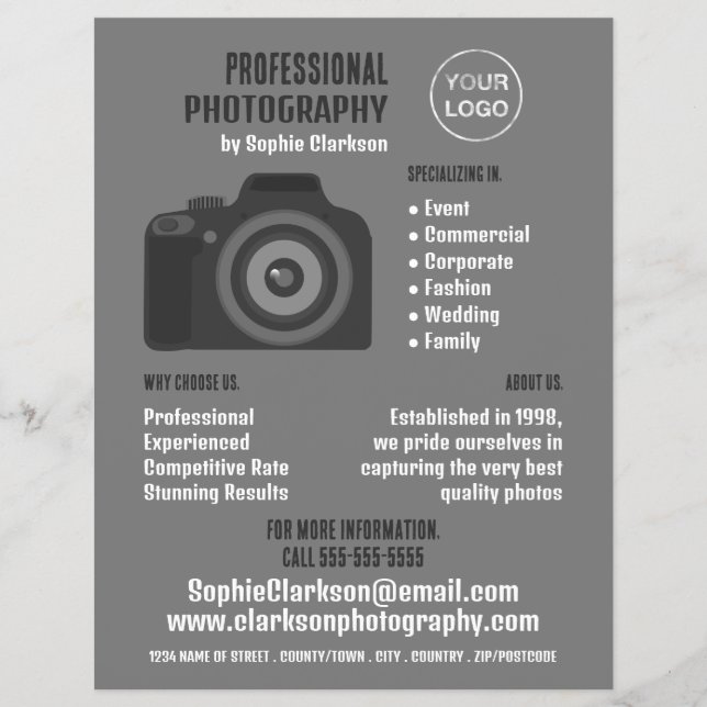 Flyer Pro Camera Icon, Photographer, Photography Hire (Frente)