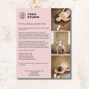 Flyer Profesor de Yoga Instructor Promocional Rosa Negoc