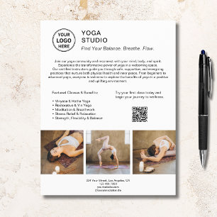 Flyer Profesor Instructor de Yoga Promocional Negocio Bl