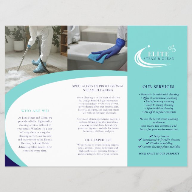 Flyer Professional cleaning services leaflet aqua blue (Frente)