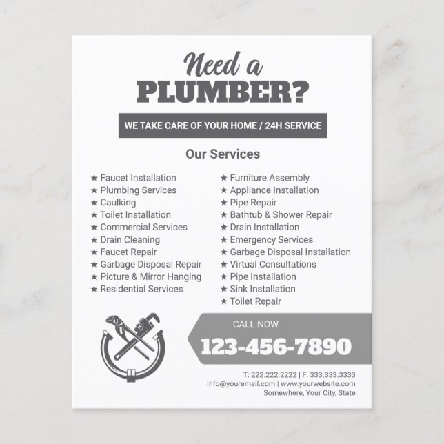 Flyer Professional Plumbing Service Business Logo (Frente)