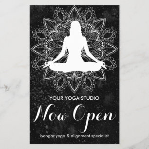 Flyer Professional Yoga Classes Mandala Black and White