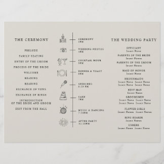 Flyer Program Minimalist Timeline for a Modern Wedding.