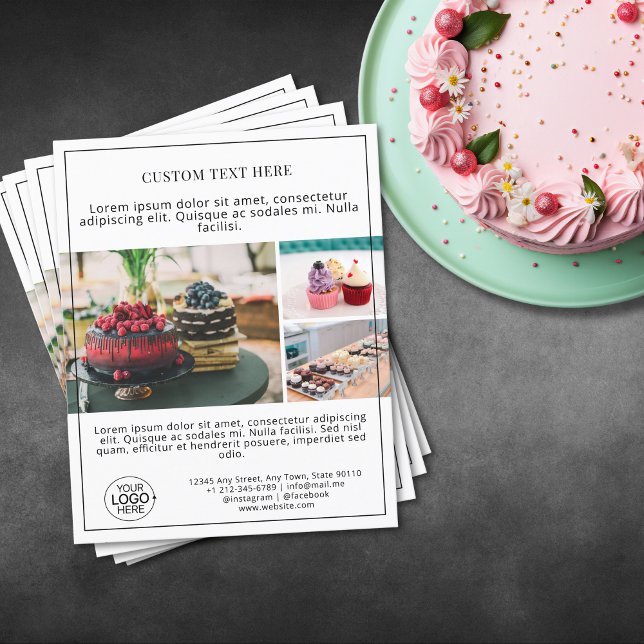 Flyer Promoción blanca del logotipo de negocios Collage  (Business Logo Photo Collage Grid White Promo Flyer)