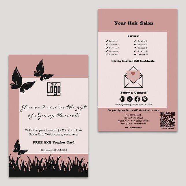 Flyer Promoción de certificado de reactivación de primav (Stylist Spring Revival Gift Certificate Promotion Flyer)