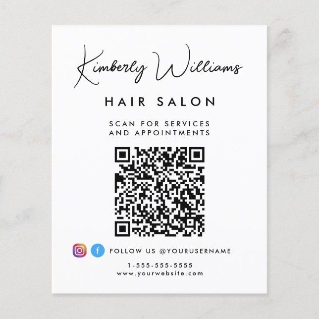 Flyer Promoción de código QR de script de firma comercia (Frente)