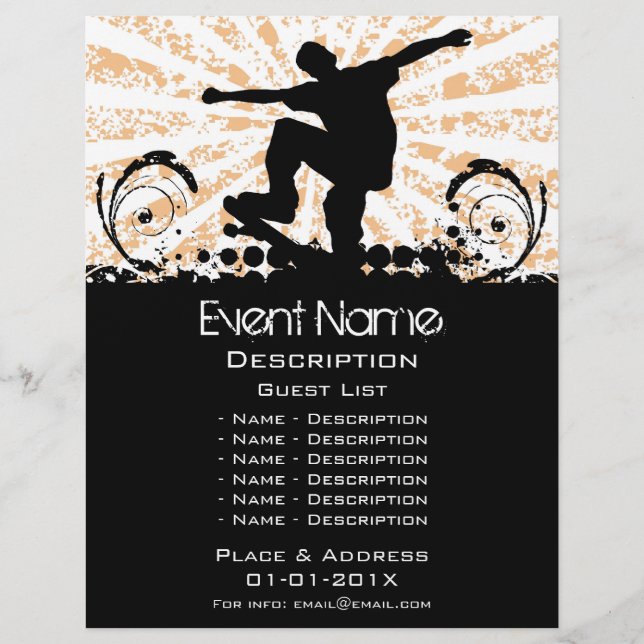 Flyer Promoción de eventos de skateboard (Frente)
