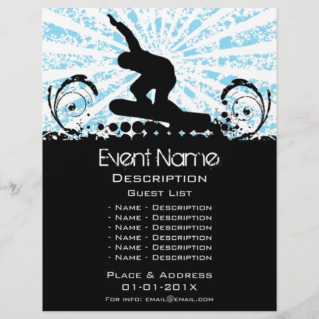 Flyer Promoción de eventos Snowboard (Frente)