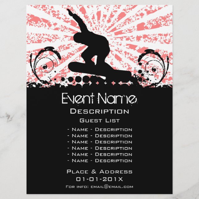 Flyer Promoción de eventos Snowboard (Frente)