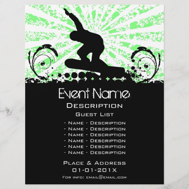 Flyer Promoción de eventos Snowboard (Frente)