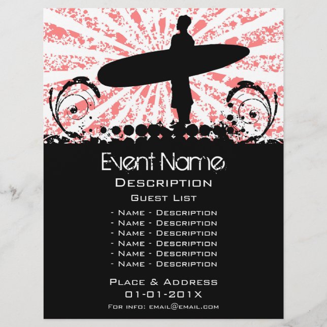 Flyer Promoción de eventos Surf (Frente)