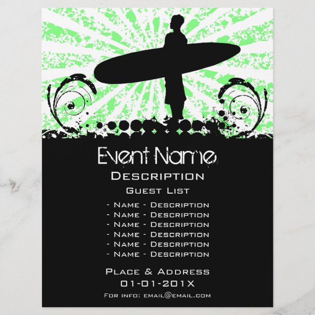 Flyer Promoción de eventos Surf (Frente)