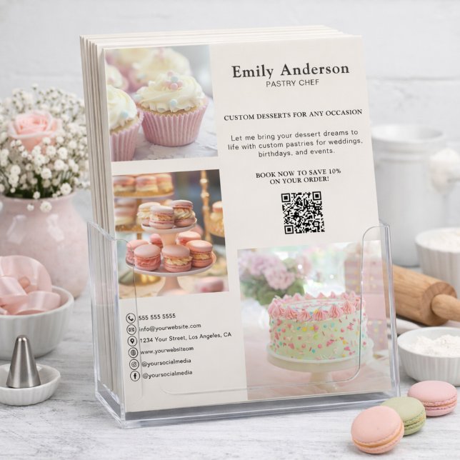 Flyer Promoción de los servicios de pastelería para el c (Bakery Pastry Chef Services Promotional Flyer)