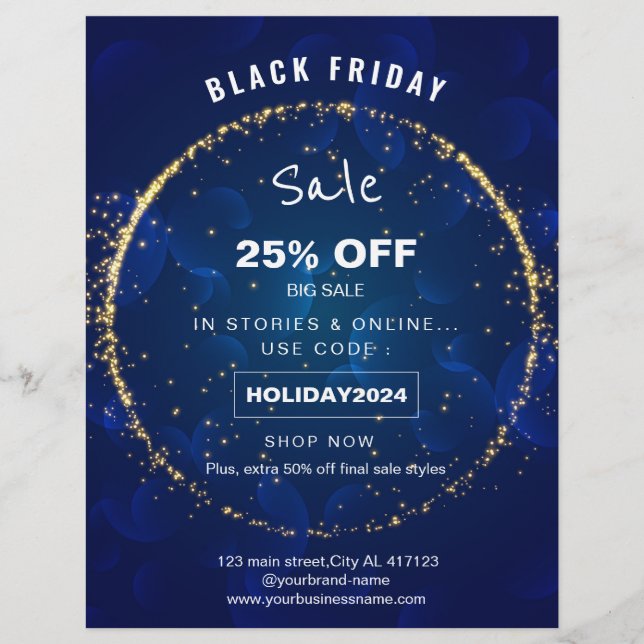 Flyer Promoción de venta de vacaciones de Blue Sparkles  (Frente)