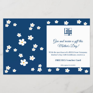 Flyer Promoción del Día de la Madre de White Blooms Azul