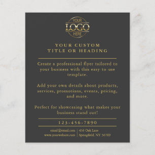 Flyer Promoción del logotipo comercial Gris y Gold minim