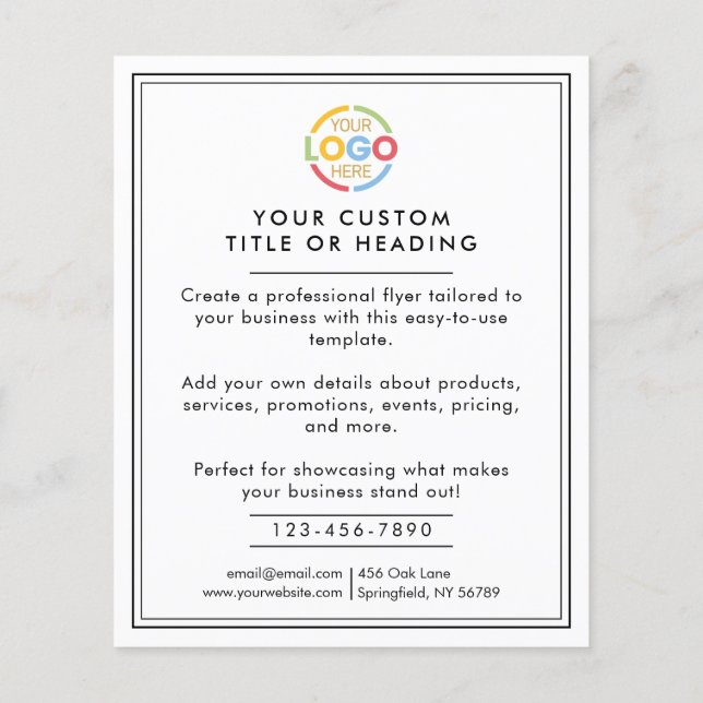 Flyer Promoción del logotipo comercial moderno en blanco (Atrás)