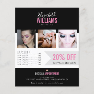 Flyer Promoción del Salón de Belleza Chic Black Pink