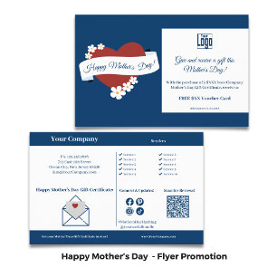 Flyer Promoción Día de la Madre Red Heart Azul Blanco