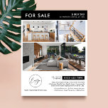 Flyer Propiedad De Comercialización De Fotos Con Logotip<br><div class="desc">Volante minimalista de mercadeo inmobiliario para venta con espacio para su logotipo y 3 fotos. Este folleto de marketing de propiedades en blanco y negro totalmente personalizable presenta un diseño sencillo con espacio para el texto de su personalizado y los detalles de su propiedad. ¡Una manera fácil de promocionar tus...</div>