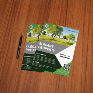 Flyer Propiedad de terreno elegante en venta personaliza