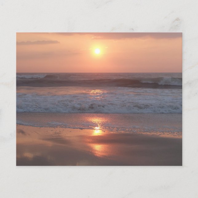 Flyer Prospectus Coucher de soleil rose sur la plage (Frente)
