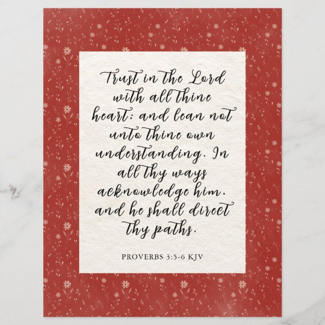 Flyer Proverbios 3:5-6 KJV Biblia Verse imagen (Frente)