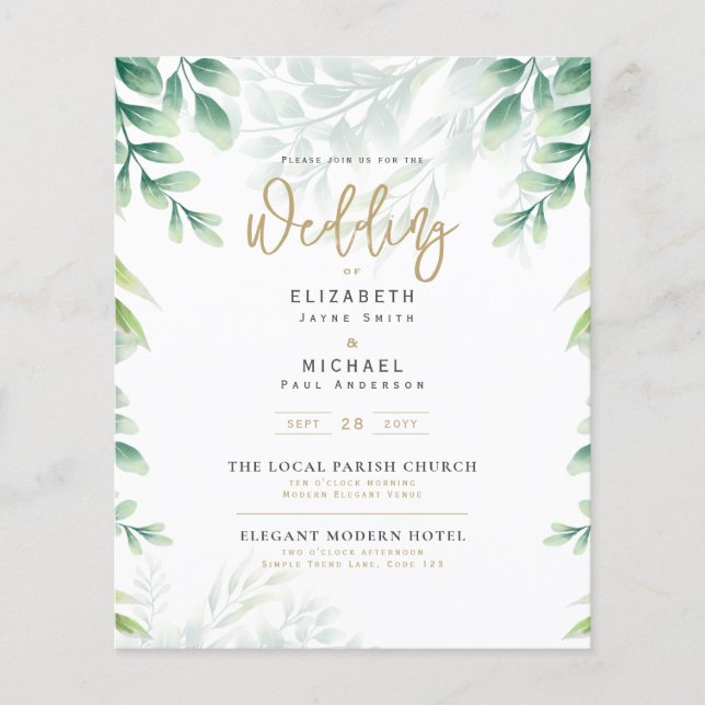 Flyer Proyecto de presupuesto de la invitación a la boda (Frente)