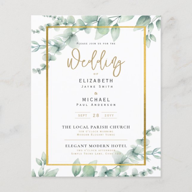 Flyer Proyecto de presupuesto de la invitación a la boda (Frente)