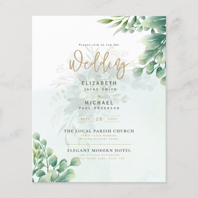 Flyer Proyecto de presupuesto de la invitación a la boda (Frente)