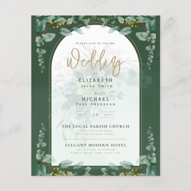 Flyer Proyecto de presupuesto de la invitación a la boda (Frente)