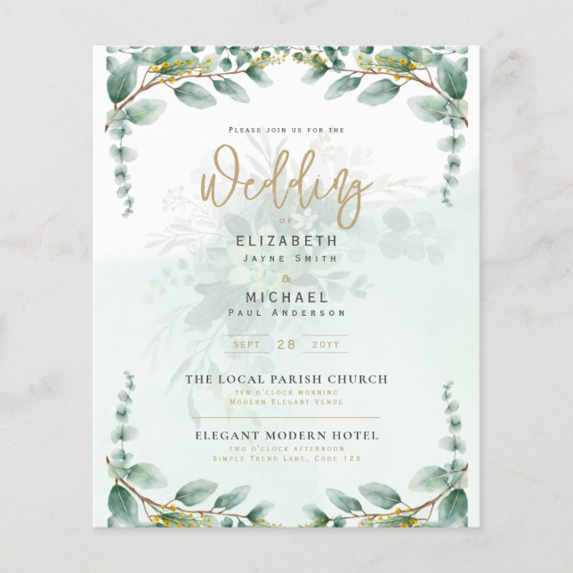 Flyer Proyecto de presupuesto de la invitación a la boda (Frente)