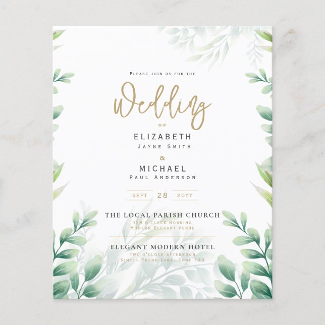 Flyer Proyecto de presupuesto de la invitación a la boda (Frente)