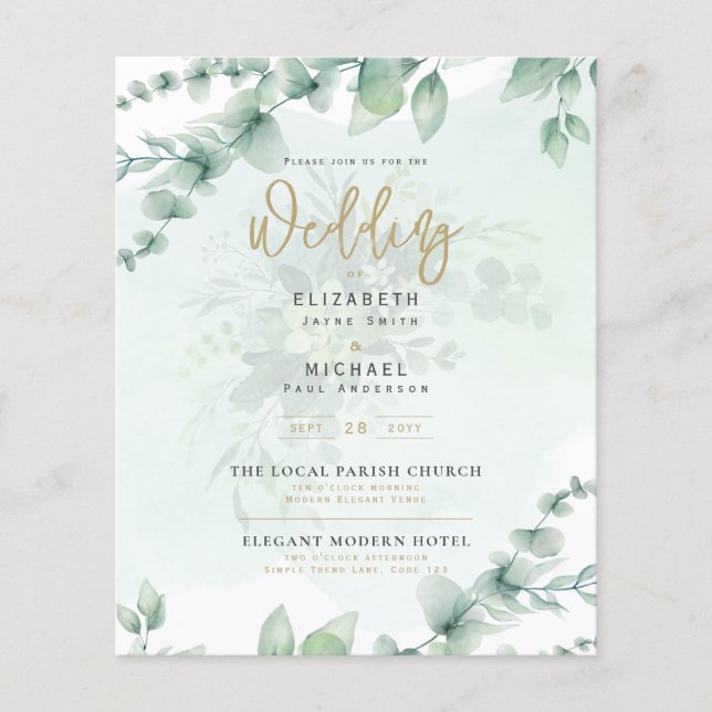 Flyer Proyecto de presupuesto de la invitación a la boda (Frente)