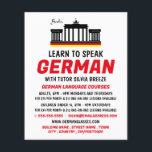 Flyer Puerta de Brandenburgo, anuncio del curso de alemá<br><div class="desc">Brandenburg Gate,  Curso De Alemán Publicidad Volantes Por La Tienda De Tarjetas De Negocios.</div>