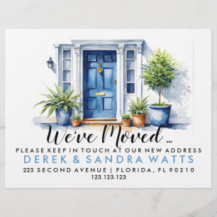 Flyer Puerta delantera azul Cambio de dirección, casa de