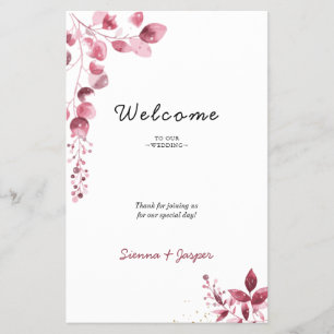 Flyer Puerta simple de Boda Rústica Borgoña Floral H