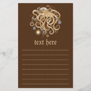 Flyer Pulpo Steampunk Retro Fantasía Mecánica