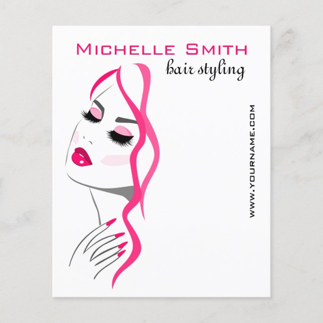 Flyer Pulsaciones Manicure Hair Chica Rosa Belleza Brand (Frente)