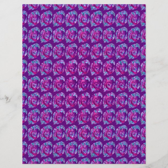 Flyer Purple Abstract Roses Bulk Scrapbook Paper Pages (Frente)
