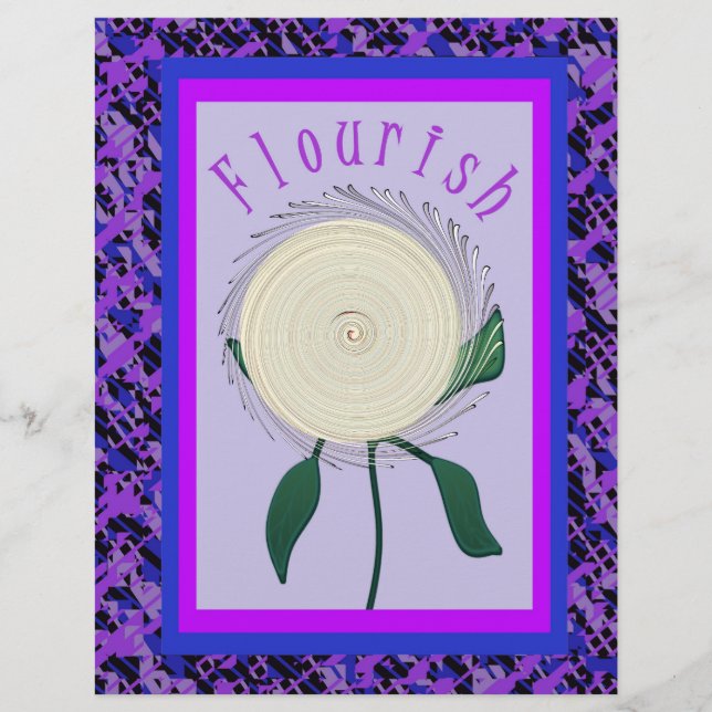 Flyer Purple Flourish Flower Bulk Scrapbook Paper Pages (Frente)