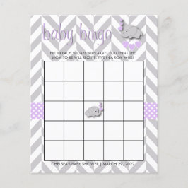 Flyer Purple & Gray Elephant Baby Shower - Bingo